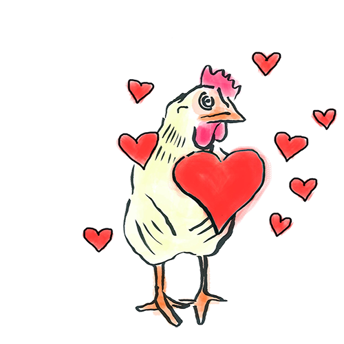 Artwork Hühnchen mit Herzen