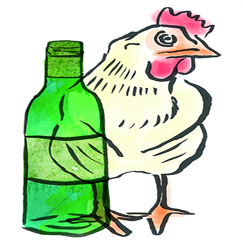 Artwork Hühnchen mit Flasche