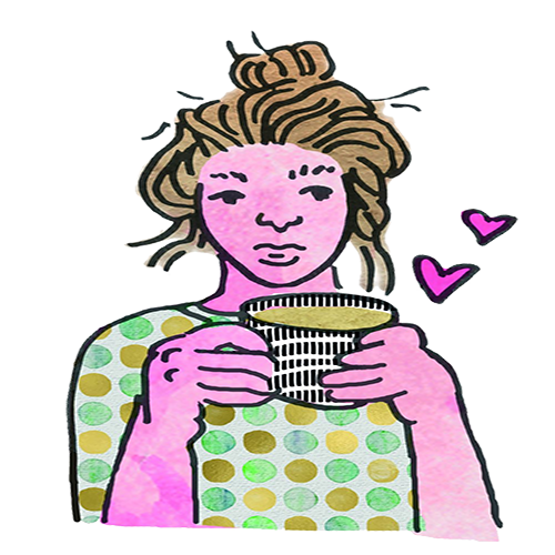 Artwork Frau mit Kaffee